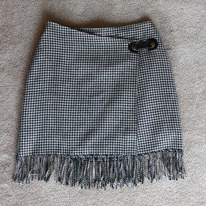 Vintage Wool Blend Houdstooth Mini with Fringe SIZE 4
